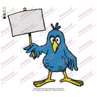 Cartoon Bird with Sign Embroidery Design
